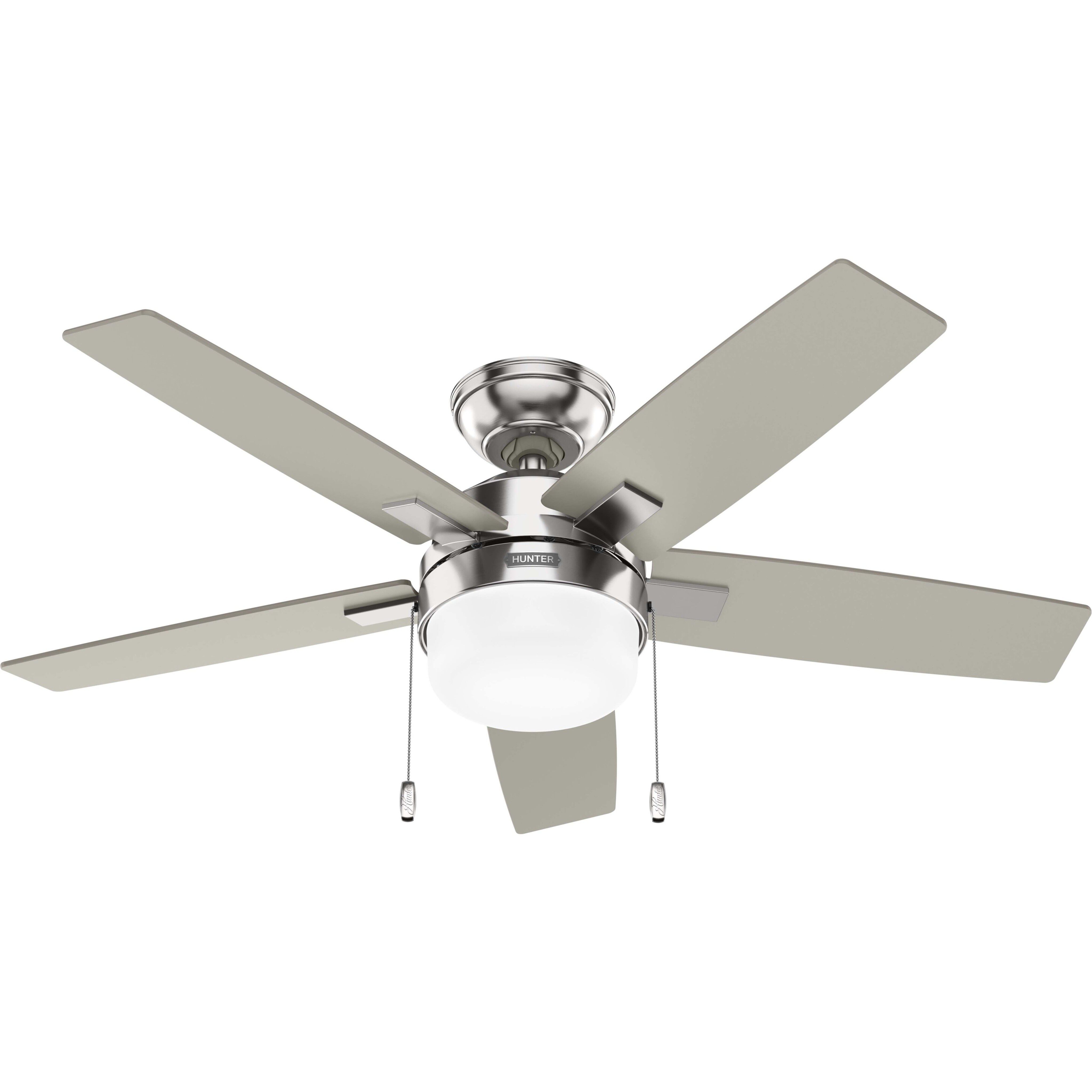 Anisten 44 inch Brushed Nickel with Matte Nickel/Light Grey Oak Blades Ceiling Fan