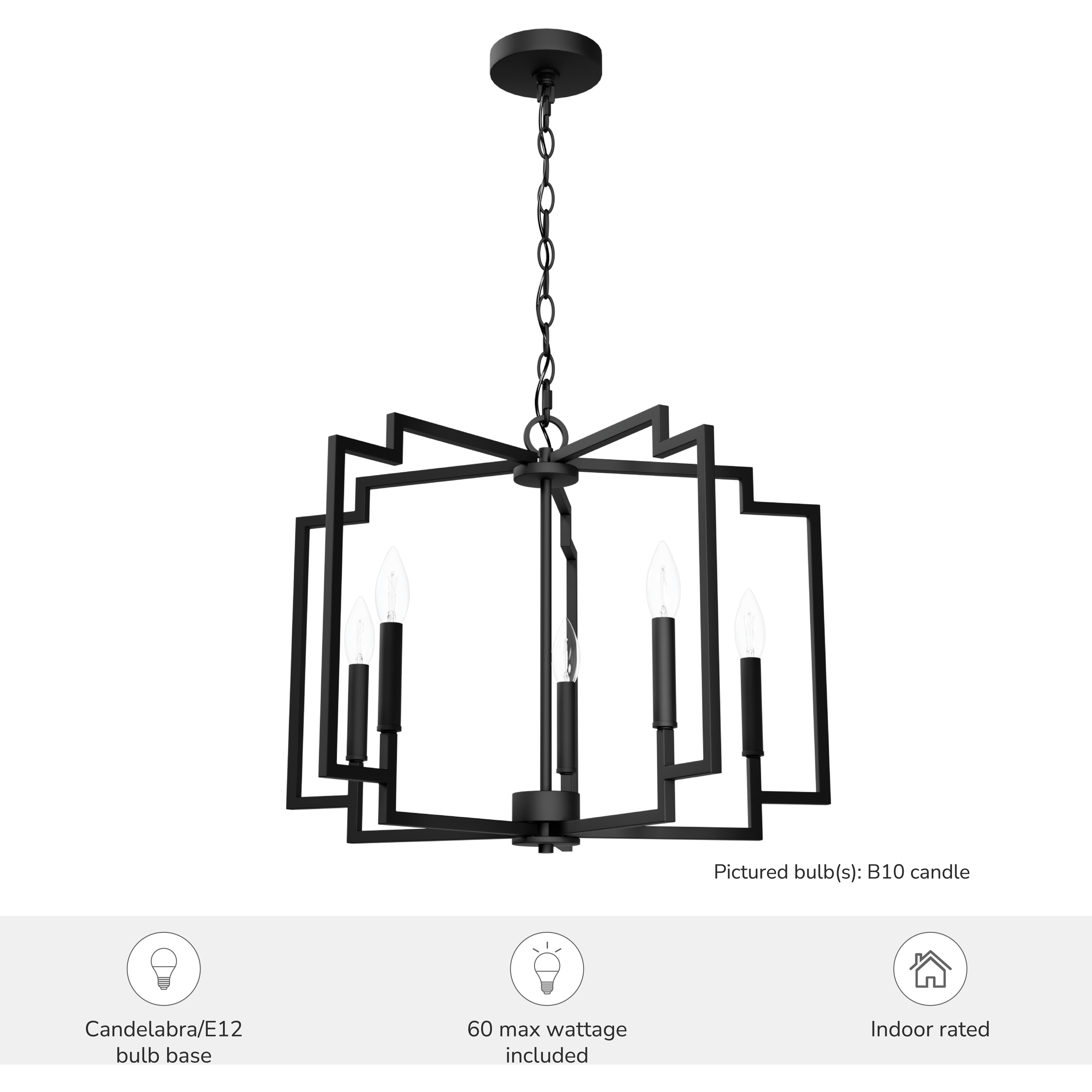 Zoanne 5 Light 24 inch Matte Black Chandelier Ceiling Light, Medium