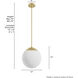 Hepburn 1 Light 12 inch Modern Brass Pendant Ceiling Light, Medium