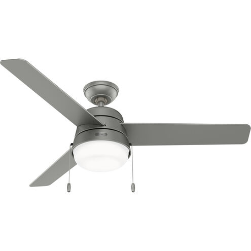 Aker 52 inch Matte Silver with Matte Silver/Grey Walnut Stripe Blades Outdoor Ceiling Fan