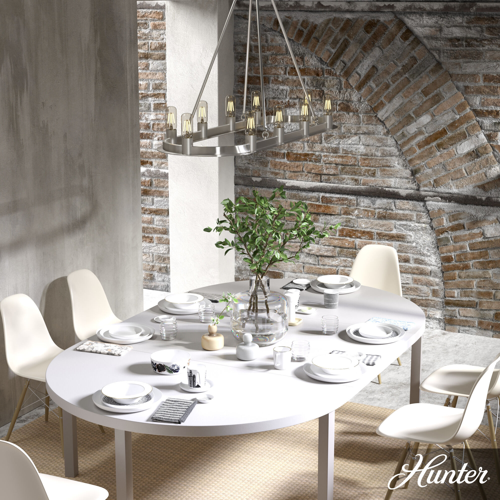 Saddlewood 10 Light 46 inch Brushed Nickel Linear Chandelier Ceiling Light