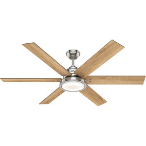 Warrant 60 inch Brushed Nickel with Drifted Oak/Bleached Grey Pine Blades Ceiling Fan