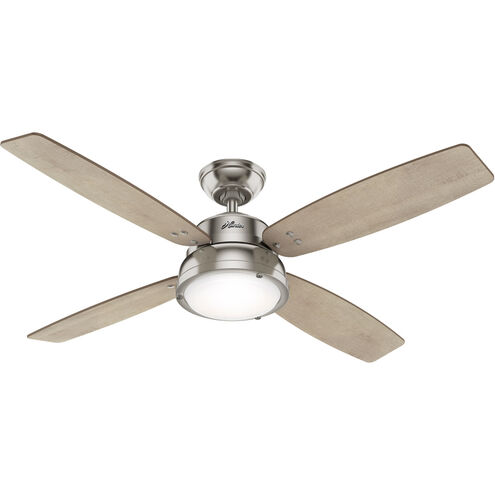 Wingate 52 inch Brushed Nickel with Bleached Grey Pine/American Walnut Blades Ceiling Fan