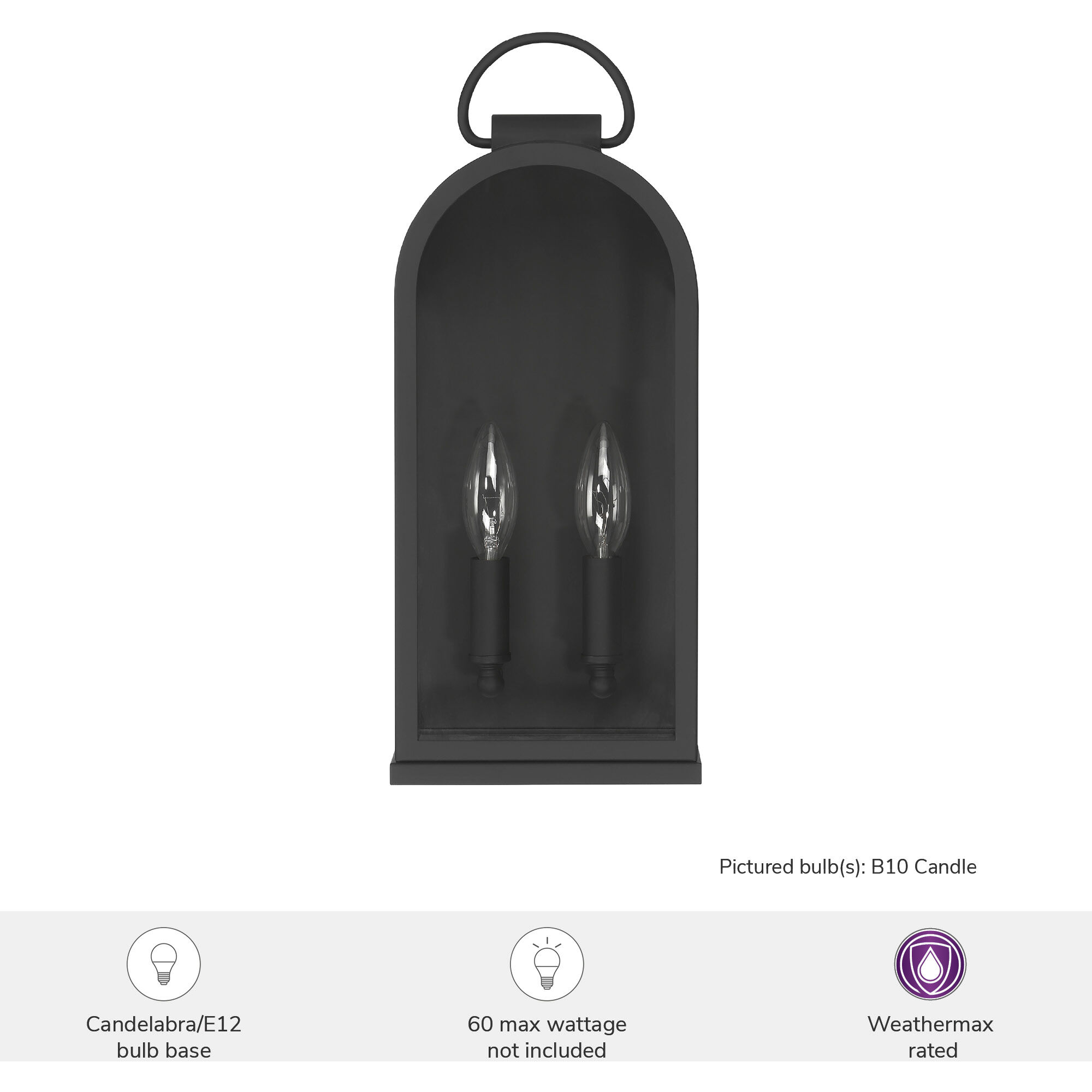 Kendra Bell 2 Light 16.25 inch Matte Black Outdoor Wall Light, Large