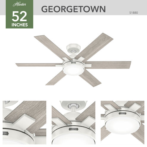 Georgetown 52 inch Fresh White with Light Gray Oak Blades Ceiling Fan