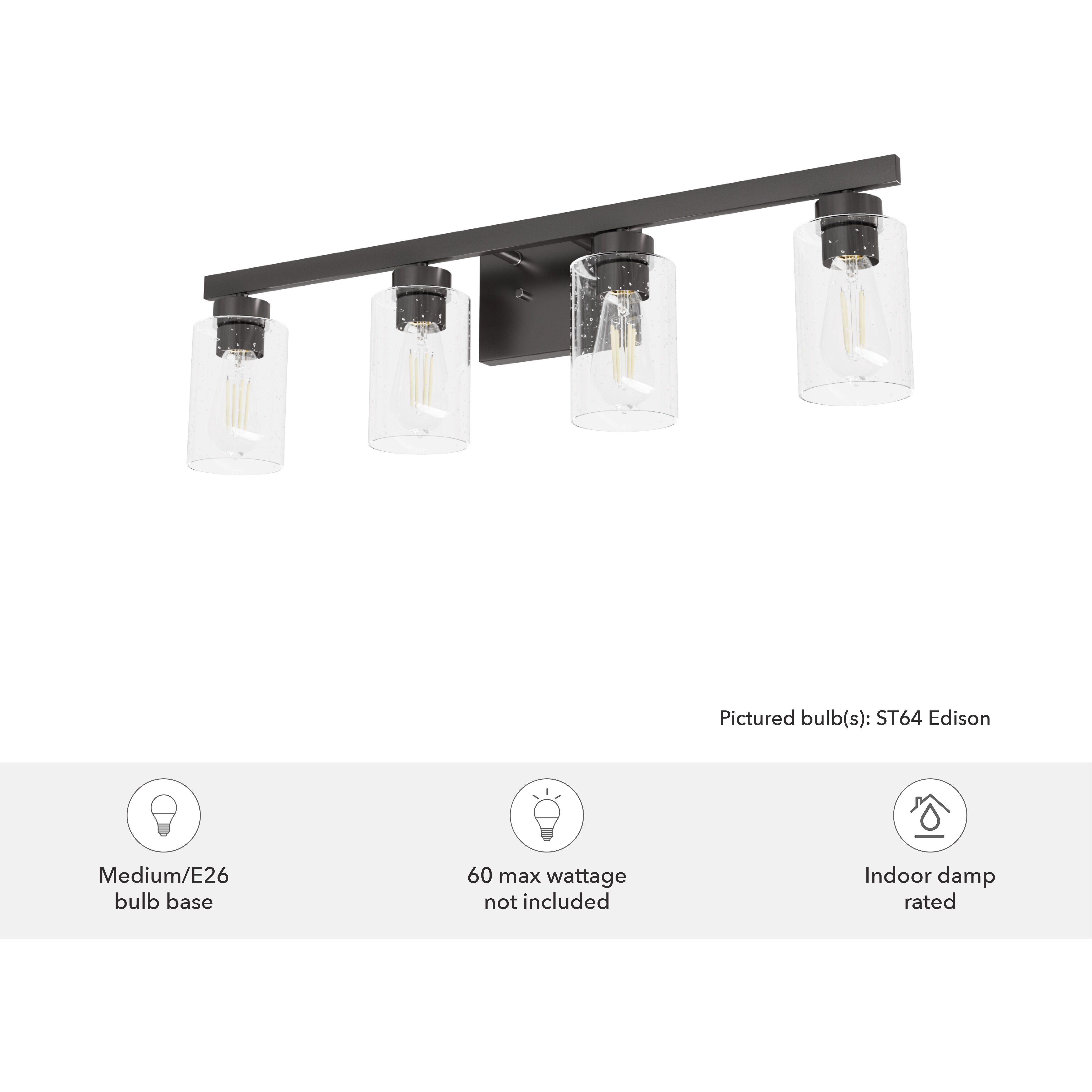 Hartland 4 Light 31 inch Noble Bronze Vanity Light Wall Light, Large