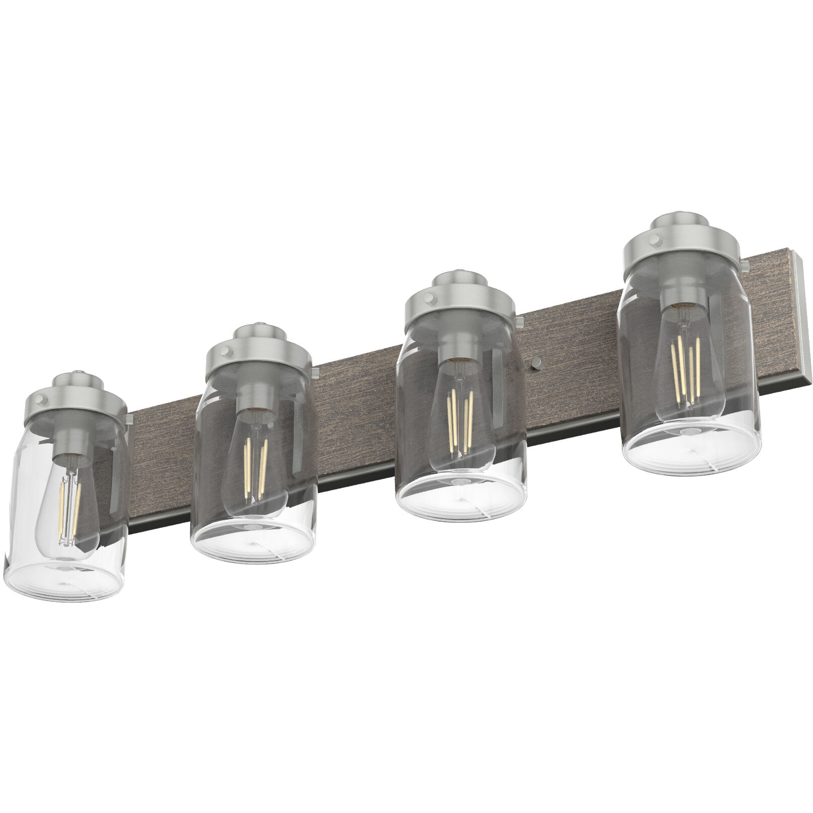 Devon Park 4 Light 30 inch Brushed Nickel and Grey Wood Vanity Light Wall Light