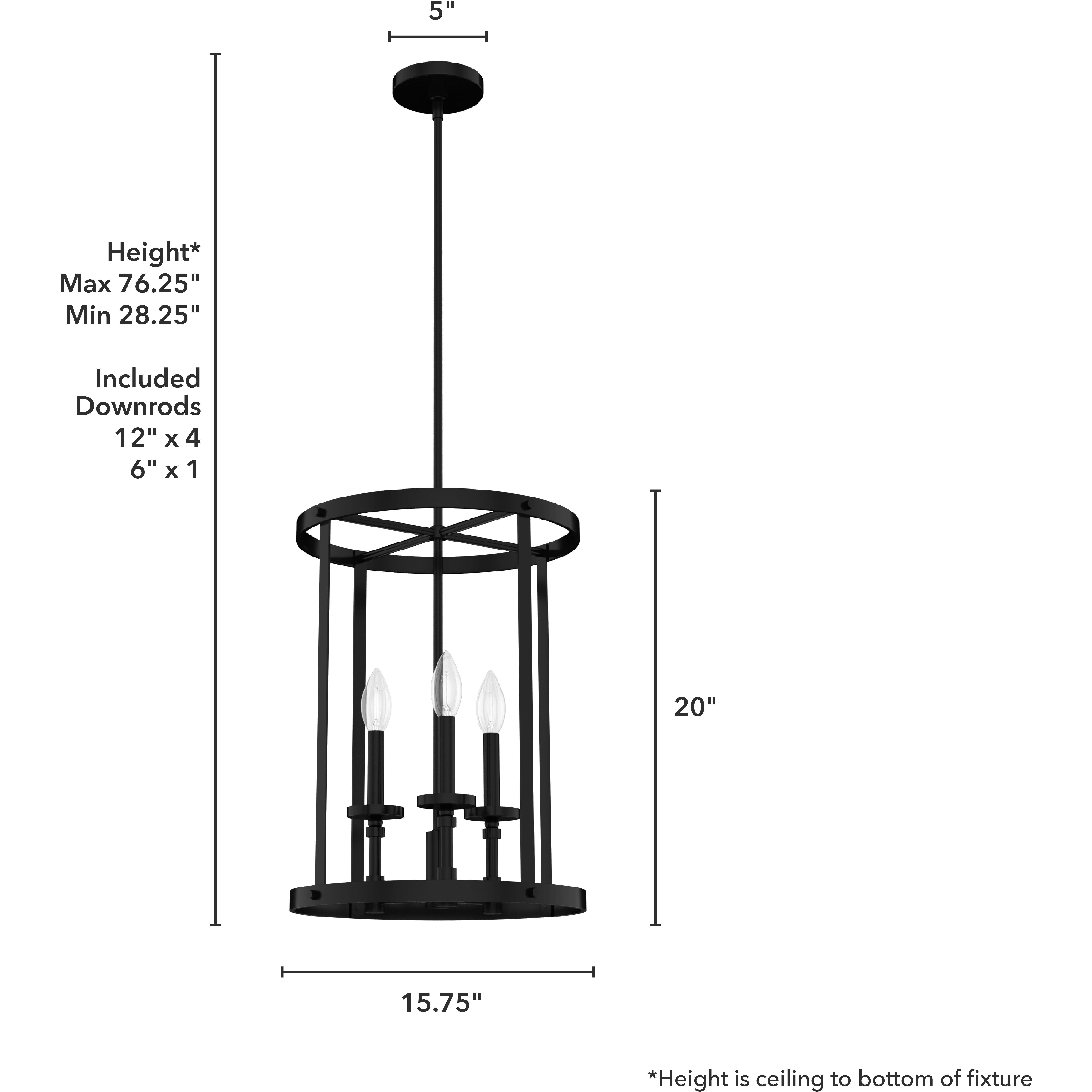 Briargrove 3 Light 15 inch Matte Black Foyer Pendant Ceiling Light