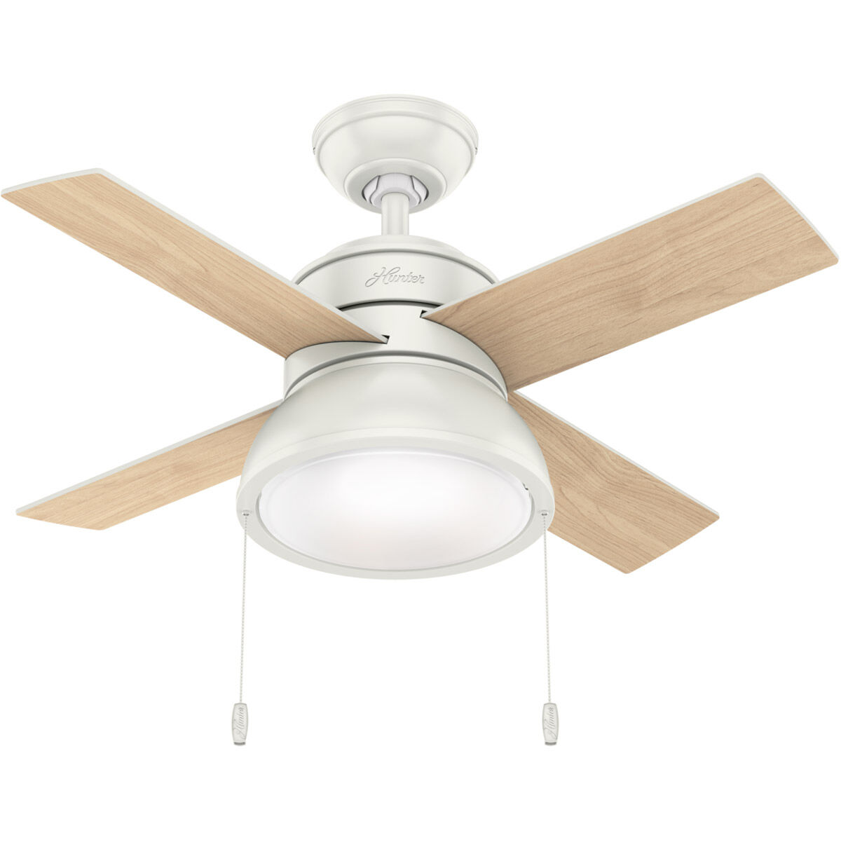 Loki 36 inch Fresh White with Fresh White/Natural Wood Blades Ceiling Fan