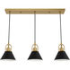 Carrington Isle 3 Light 31.25 inch Luxe Gold and Flat Matte Black Linear Pendant Ceiling Light, Medium