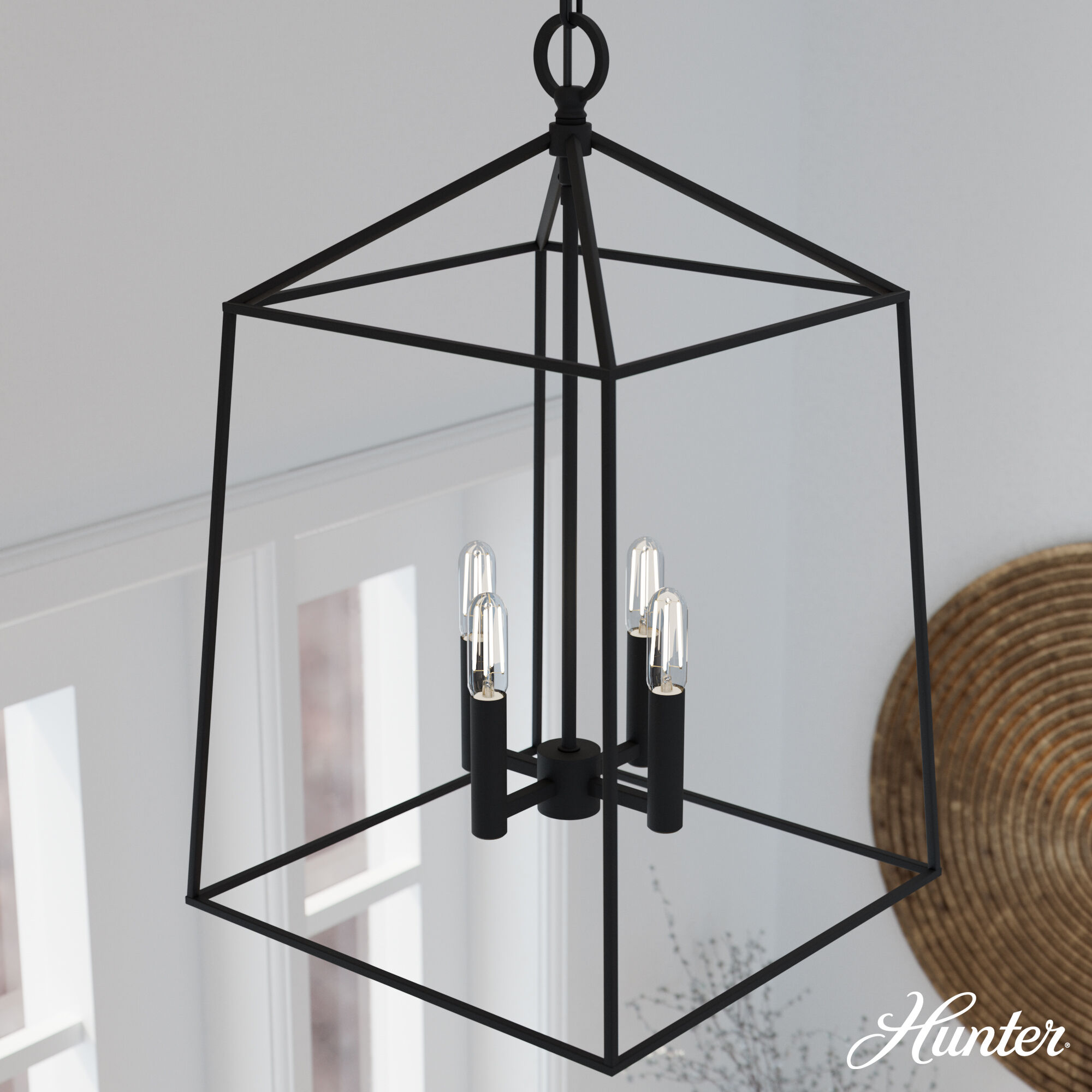 Fair Oaks 4 Light 13.5 inch Flat Matte Black Lantern Pendant Ceiling Light, Medium