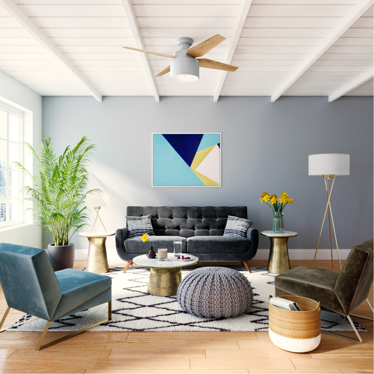 Cranbrook 52 inch Dove Grey with Drifted Oak/Light Gray Oak Blades Ceiling Fan