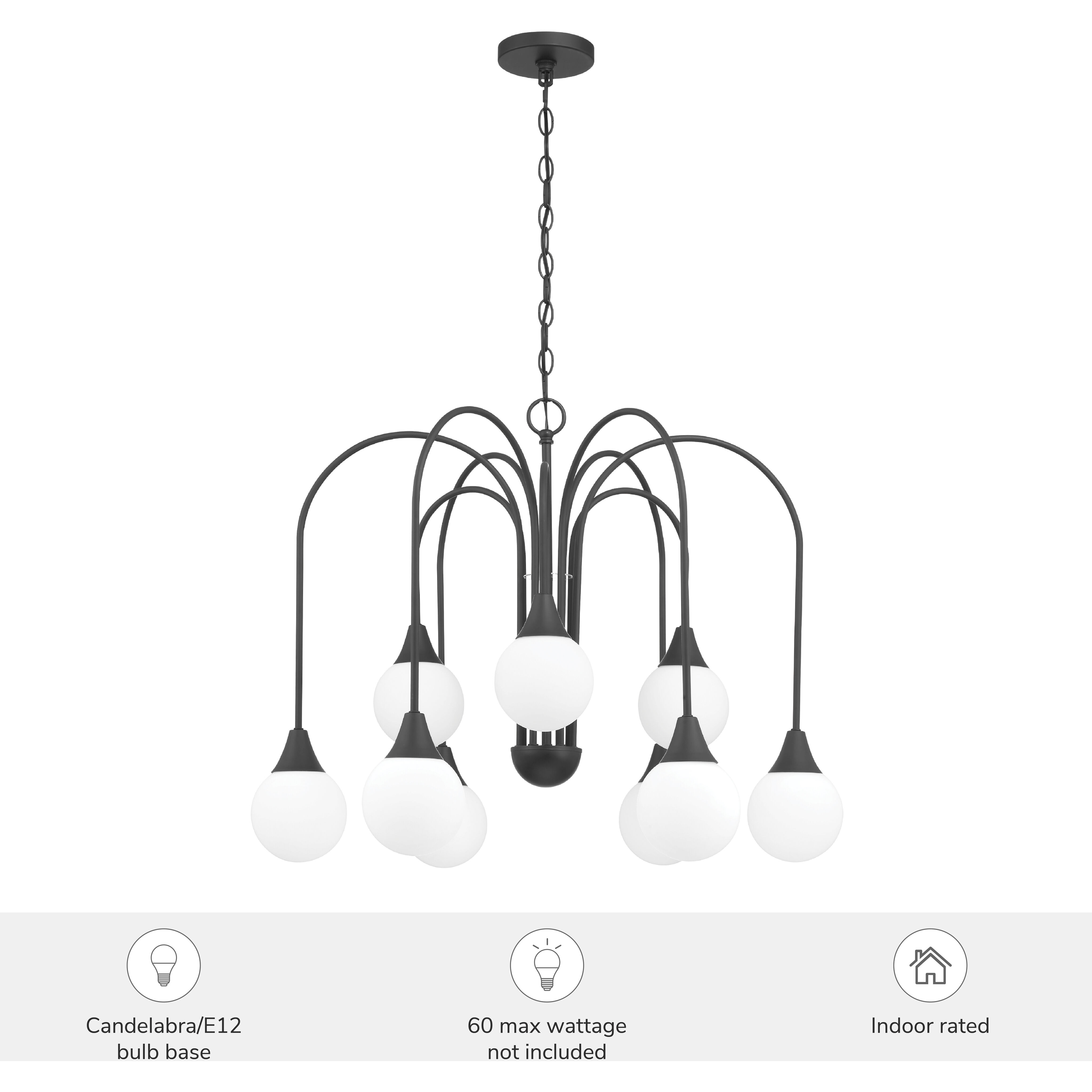 Valadon 9 Light 30 inch Matte Black Chandelier Ceiling Light, Large