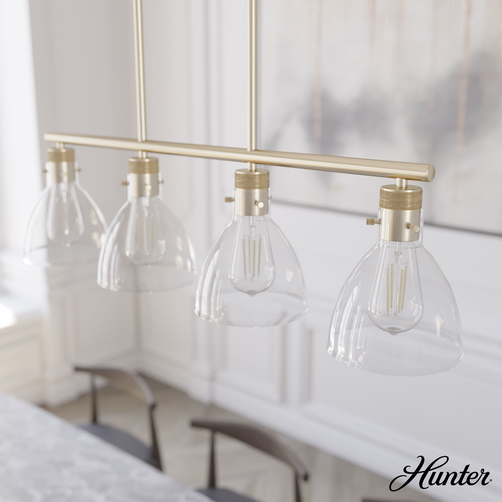 Van Nuys 4 Light 32 inch Alturas Gold Linear Chandelier Ceiling Light, Medium