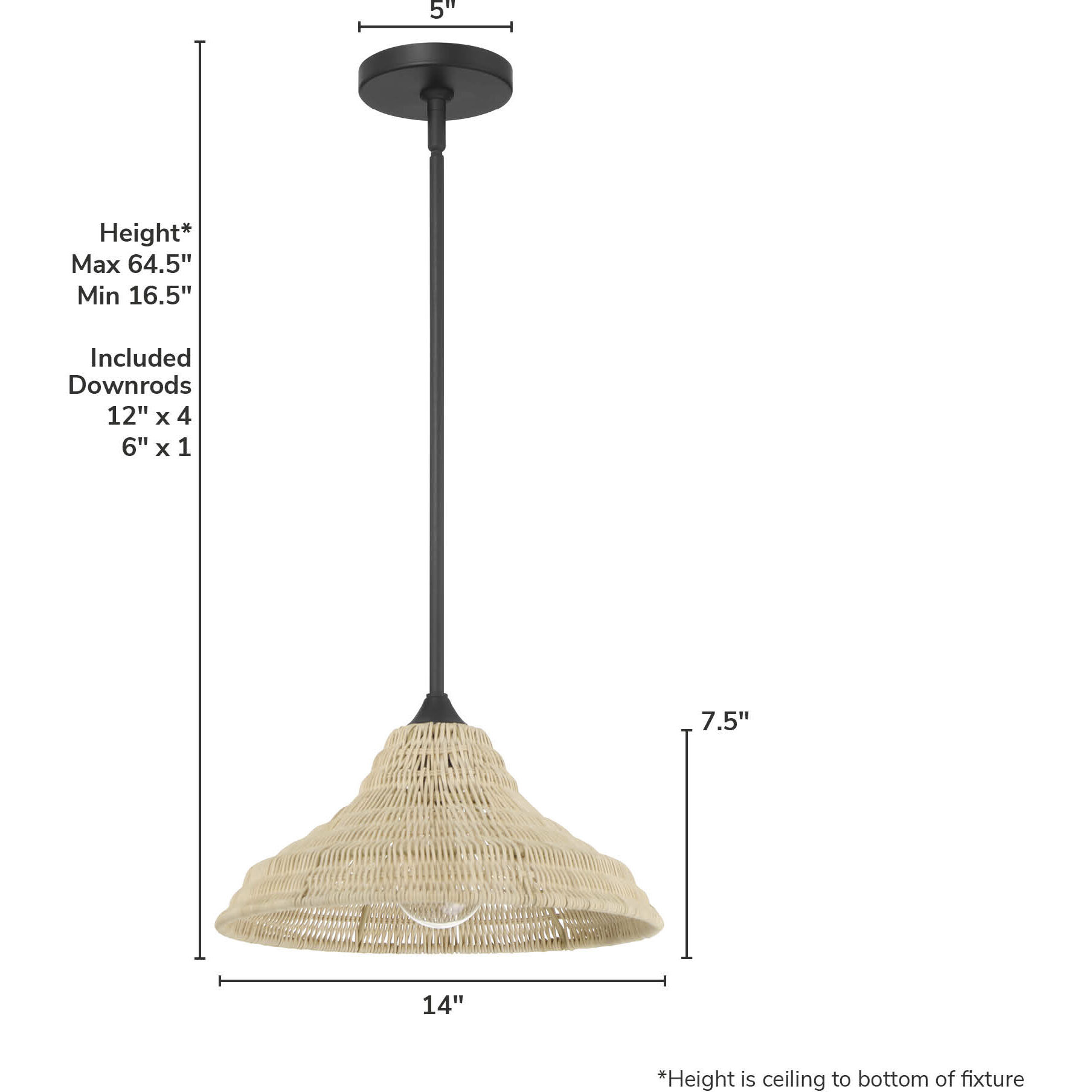Agoura 1 Light 14 inch Matte Black Pendant Ceiling Light, Medium