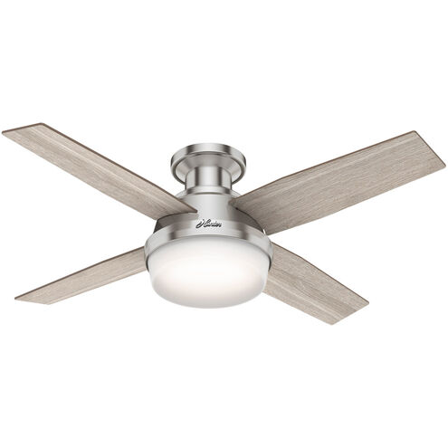 Dempsey 44 inch Brushed Nickel with Light Gray Oak/Natural Wood Blades Ceiling Fan