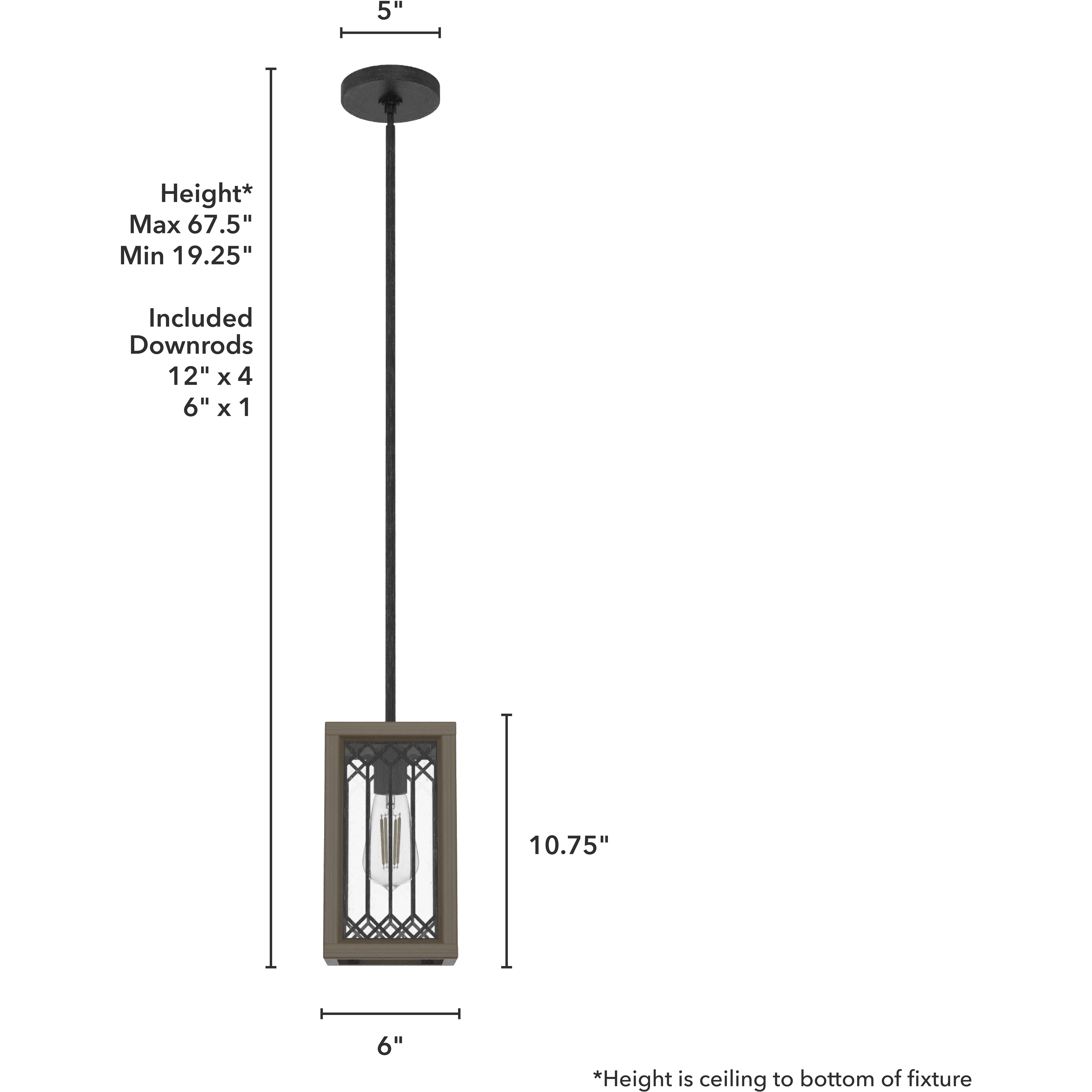 Chevron 1 Light 6 inch Rustic Iron and French Oak Mini Pendant Ceiling Light