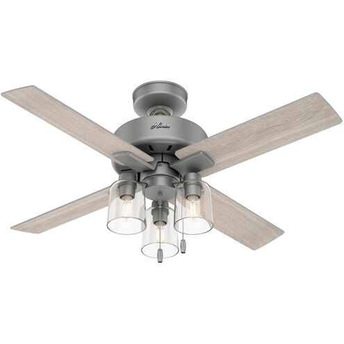 Pelston 44 inch Matte Silver with Light Gray Oak Blades Ceiling Fan