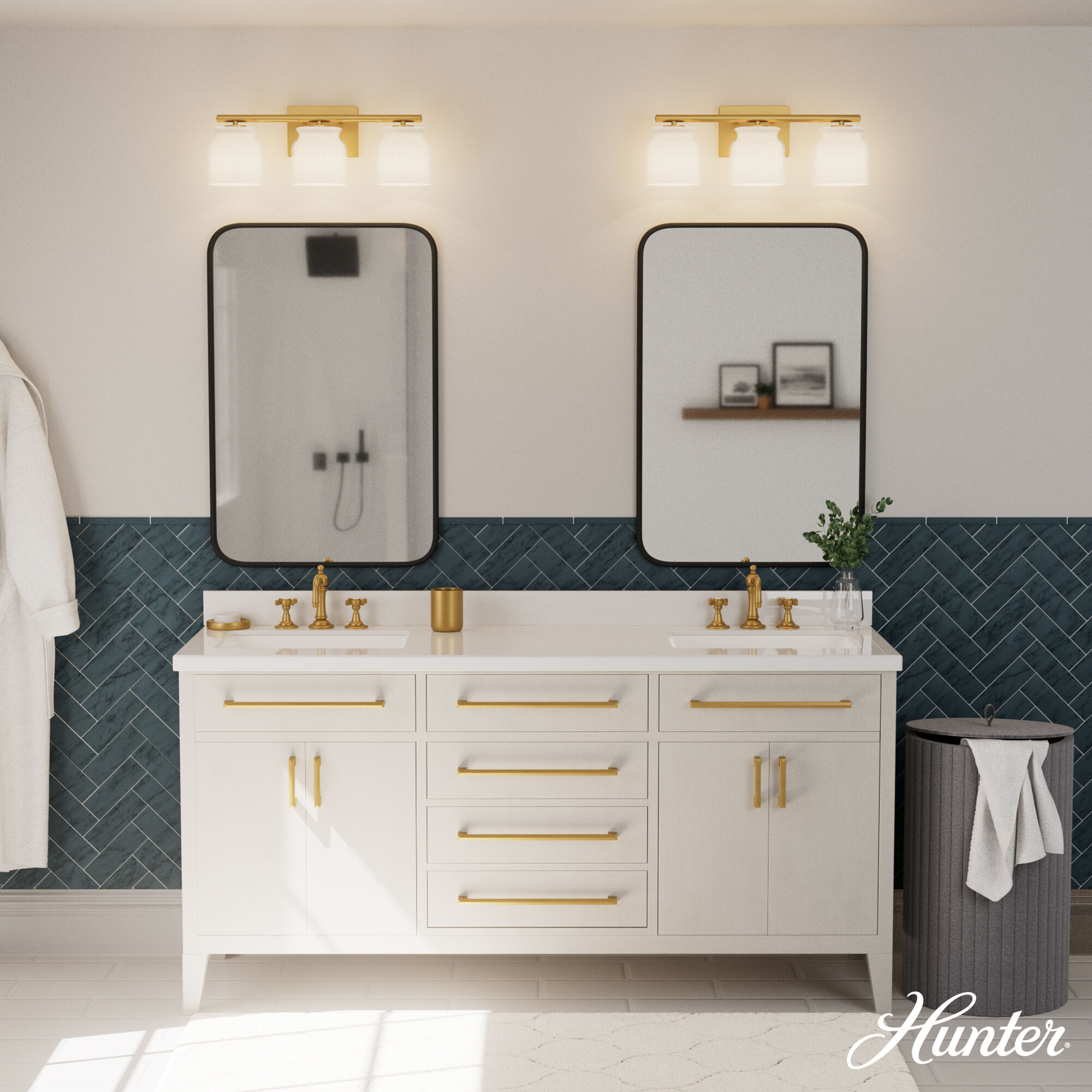 Harlowe 3 Light 22 inch Luxe Gold Bathroom Vanity Sconce Wall Light, Medium