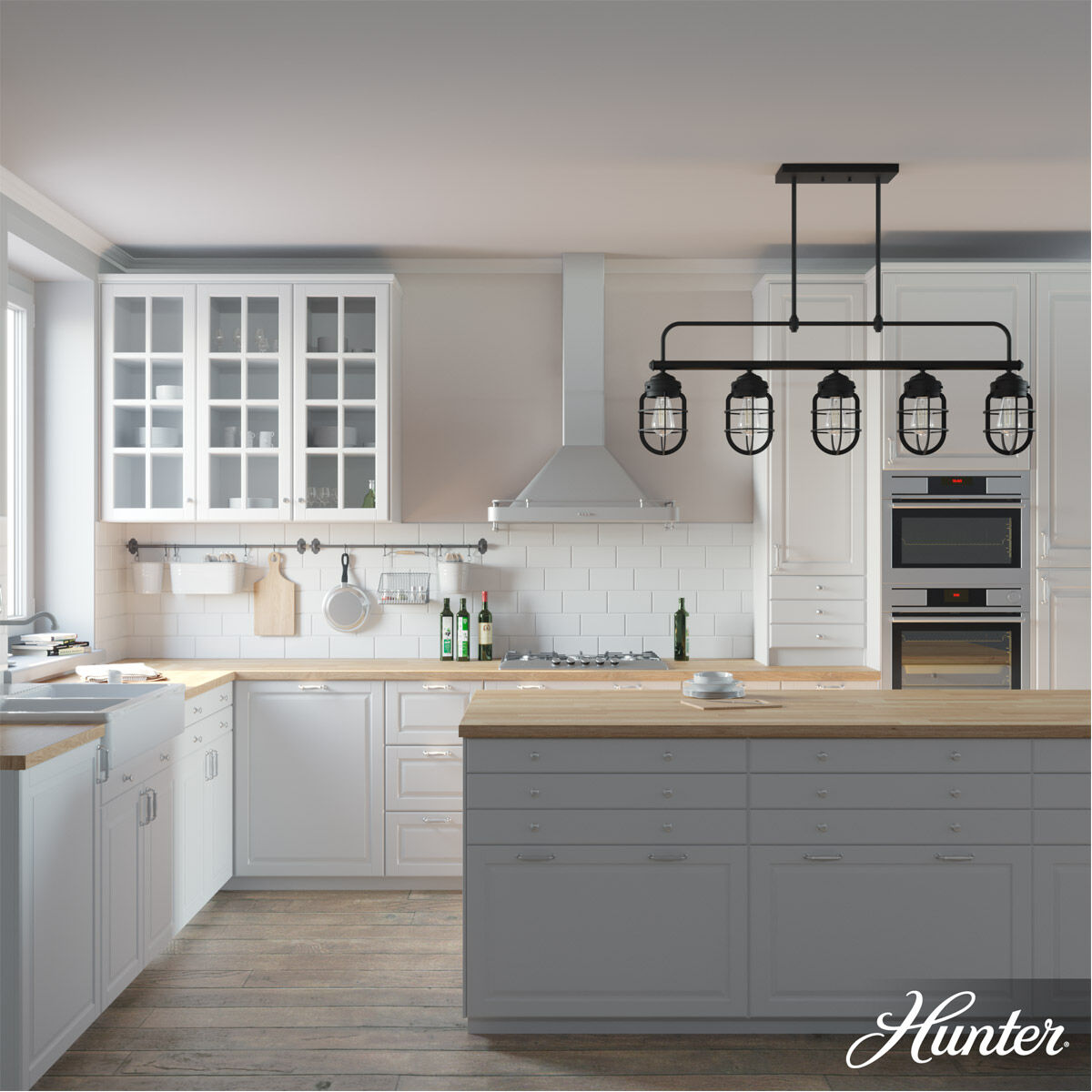 Starklake 5 Light 41 inch Natural Iron Linear Chandelier Ceiling Light