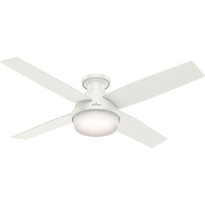 Dempsey 52 inch Fresh White with Blonde Oak/Fresh White Blades Ceiling Fan, Low Profile