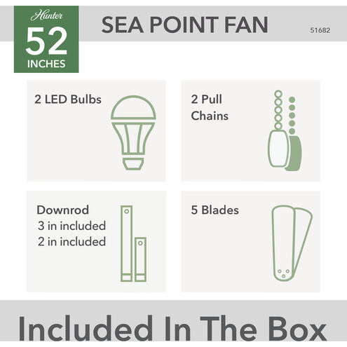 Sea Point 52 inch Matte Silver Outdoor Ceiling Fan