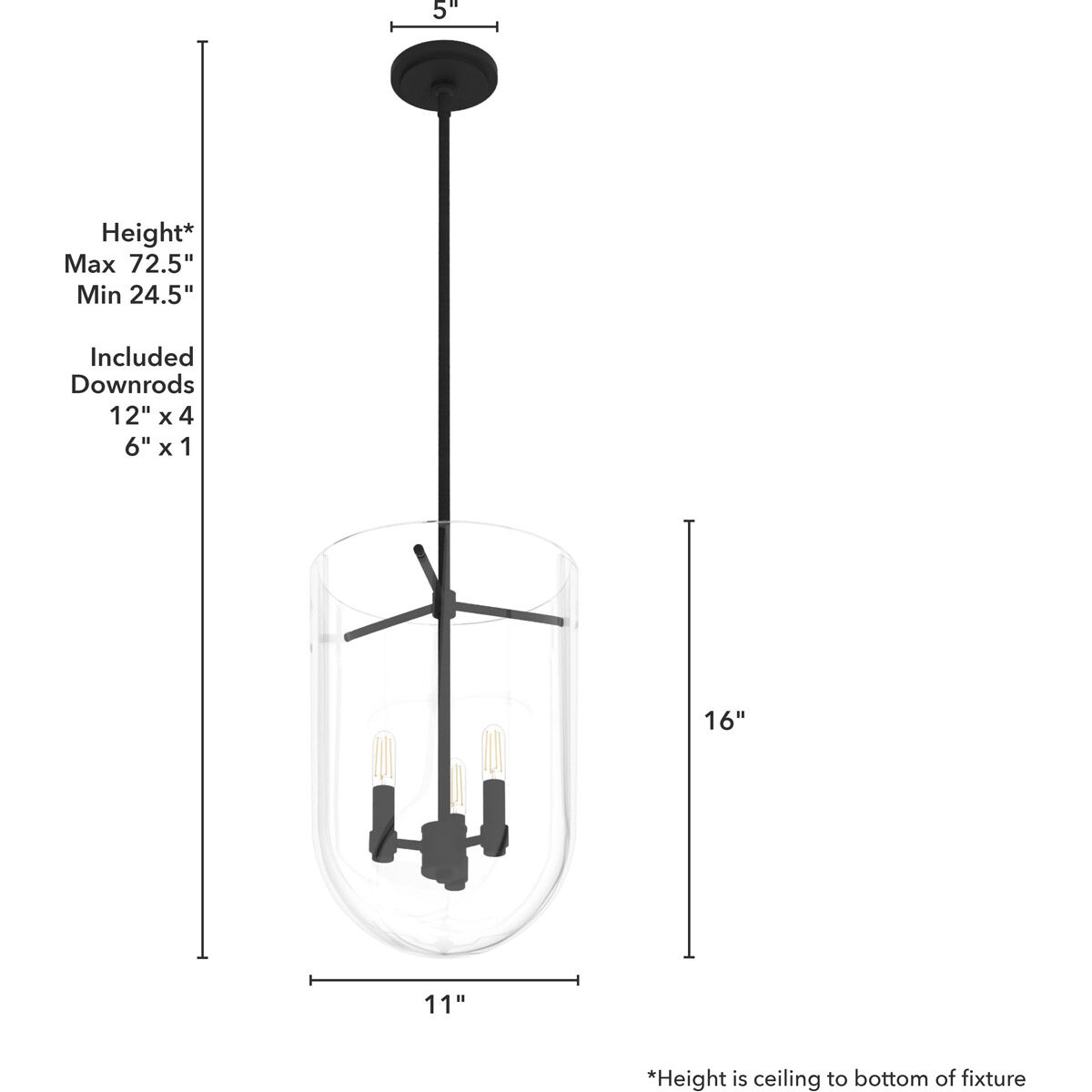Sacha 3 Light 11 inch Natural Iron Pendant Ceiling Light
