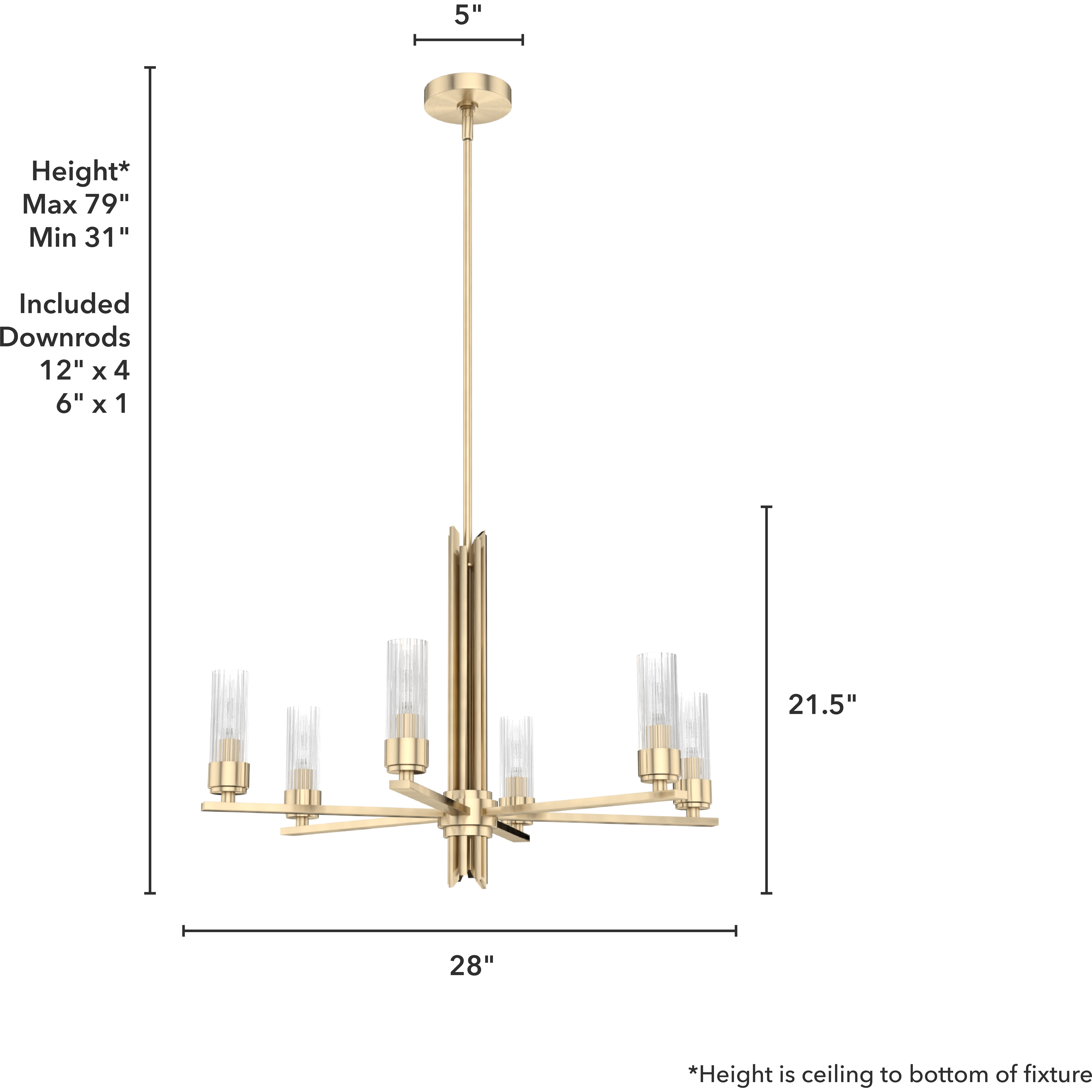 Gatz 6 Light 28 inch Alturas Gold Chandelier Ceiling Light