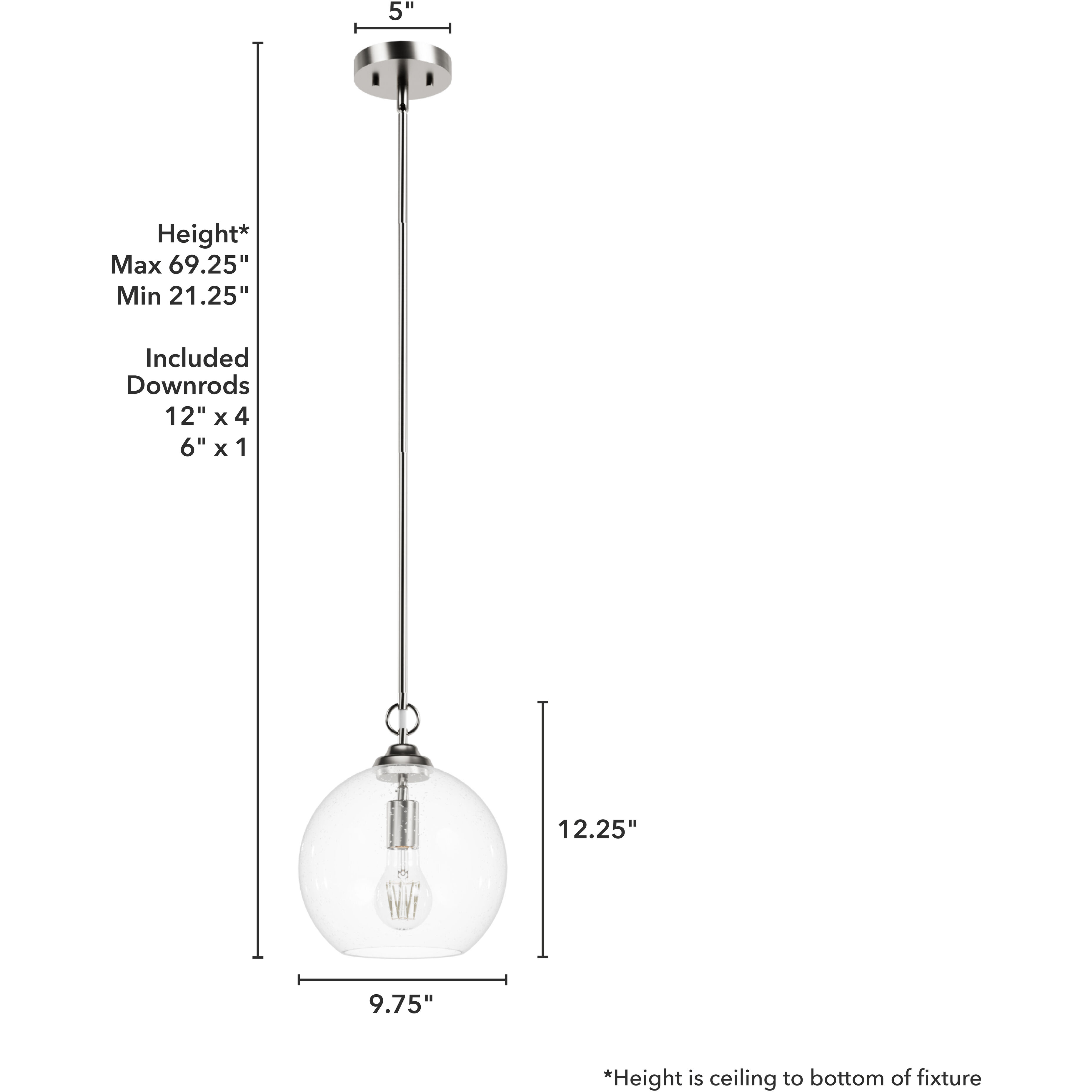 High Oaks 1 Light 9.75 inch Brushed Nickel Pendant Ceiling Light