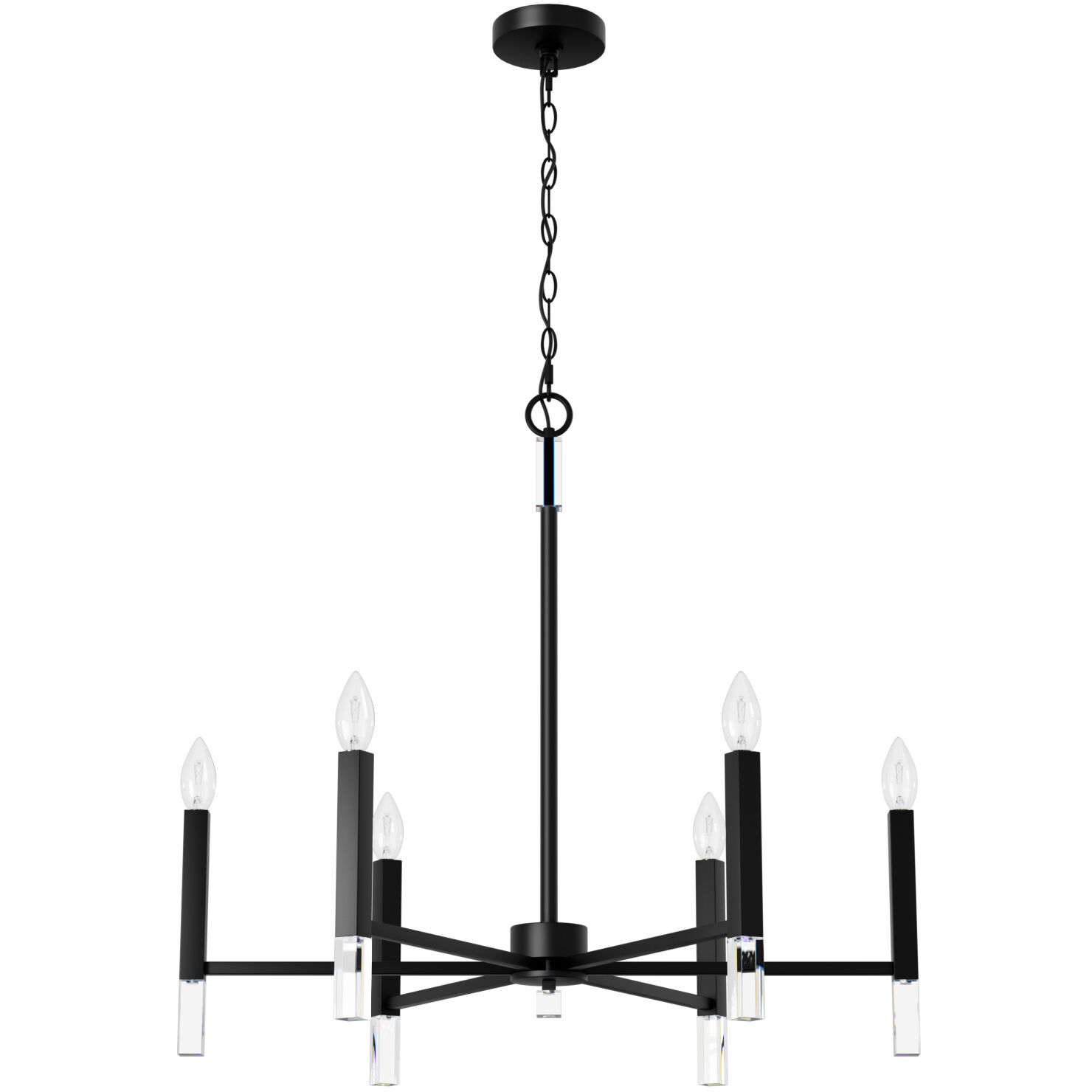 Sunjai 6 Light 30 inch Matte Black Chandelier Ceiling Light