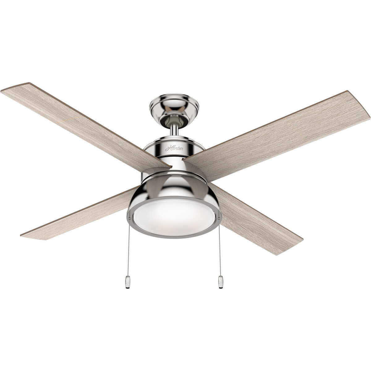 Loki 52 inch Polished Nickel with Light Gray Oak/Drifted Oak Blades Ceiling Fan