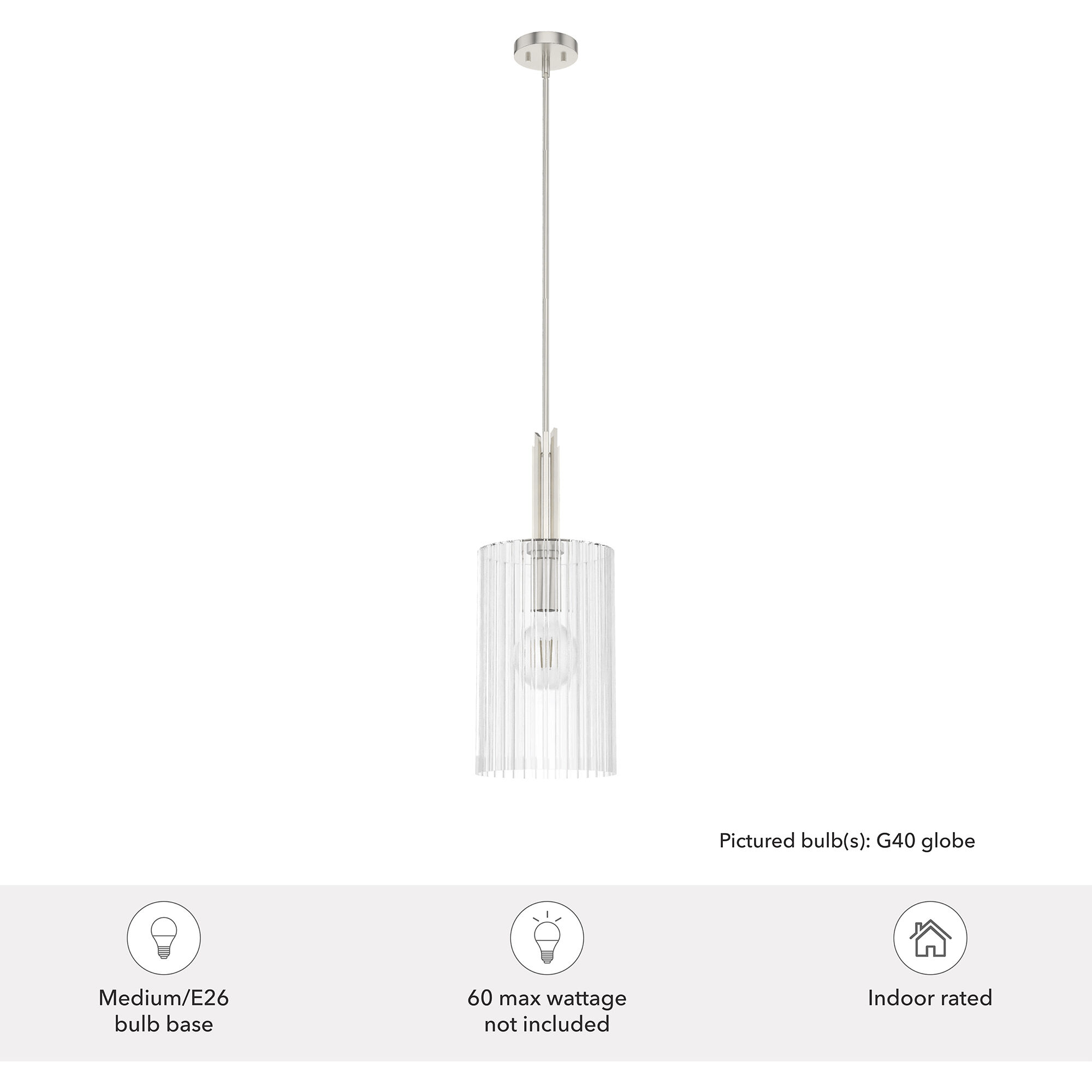 Gatz 1 Light 25 inch Brushed Nickel Pendant Ceiling Light