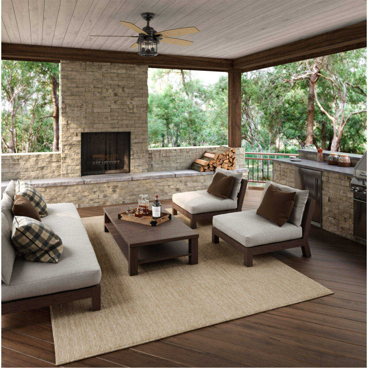 Coral Bay 52 inch Noble Bronze with Barnwood/Drifted Oak Blades Outdoor Ceiling Fan