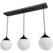 Hepburn 3 Light 7.25 inch Matte Black Linear Cluster Pendant Ceiling Light, Medium