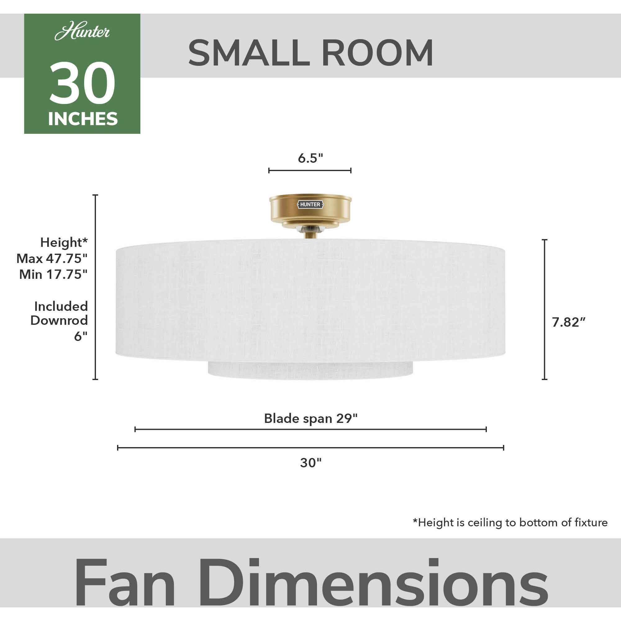 Brookside 30 inch Luxe Gold with Fresh White Blades Ceiling Fan