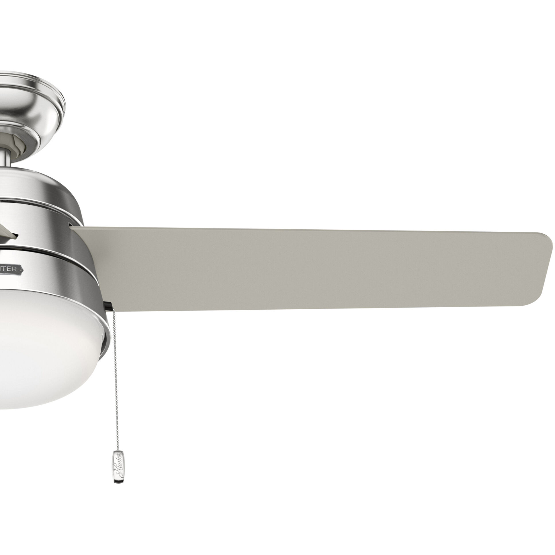 Aker 52 inch Brushed Nickel with Matte Nickel/Light Grey Oak Blades Ceiling Fan