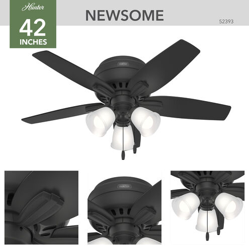 Newsome 42 inch Matte Black with Dark Gray Oak/Matte Black Blades Ceiling Fan