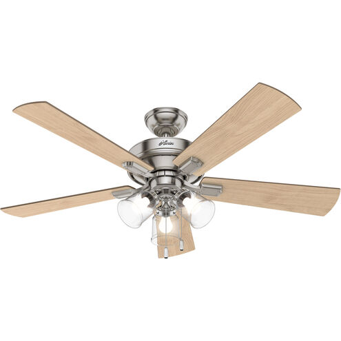 Crestfield 52 inch Brushed Nickel with Bleached Grey Pine/Natural Wood Blades Ceiling Fan