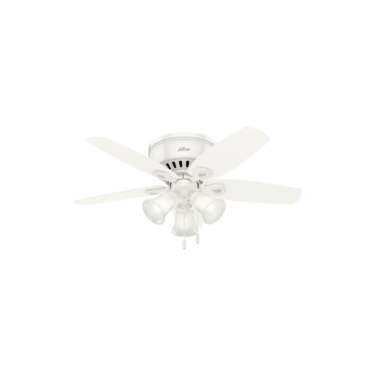 Builder 42 inch Snow White with Snow White/Light Oak Blades Ceiling Fan, Low Profile