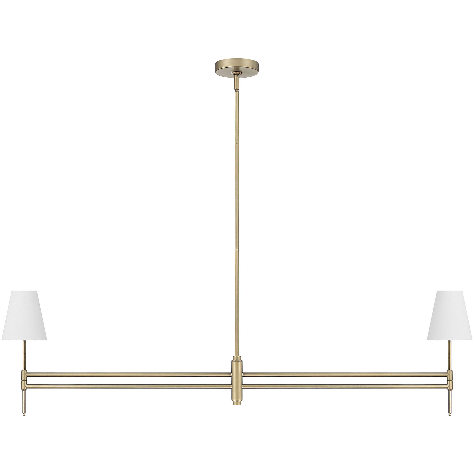 Camelia Stem 2 Light 53 inch Luxe Gold Linear Chandelier Ceiling Light, Large