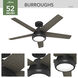 Burroughs 52 inch Matte Black with Greyed Walnut Blades Ceiling Fan