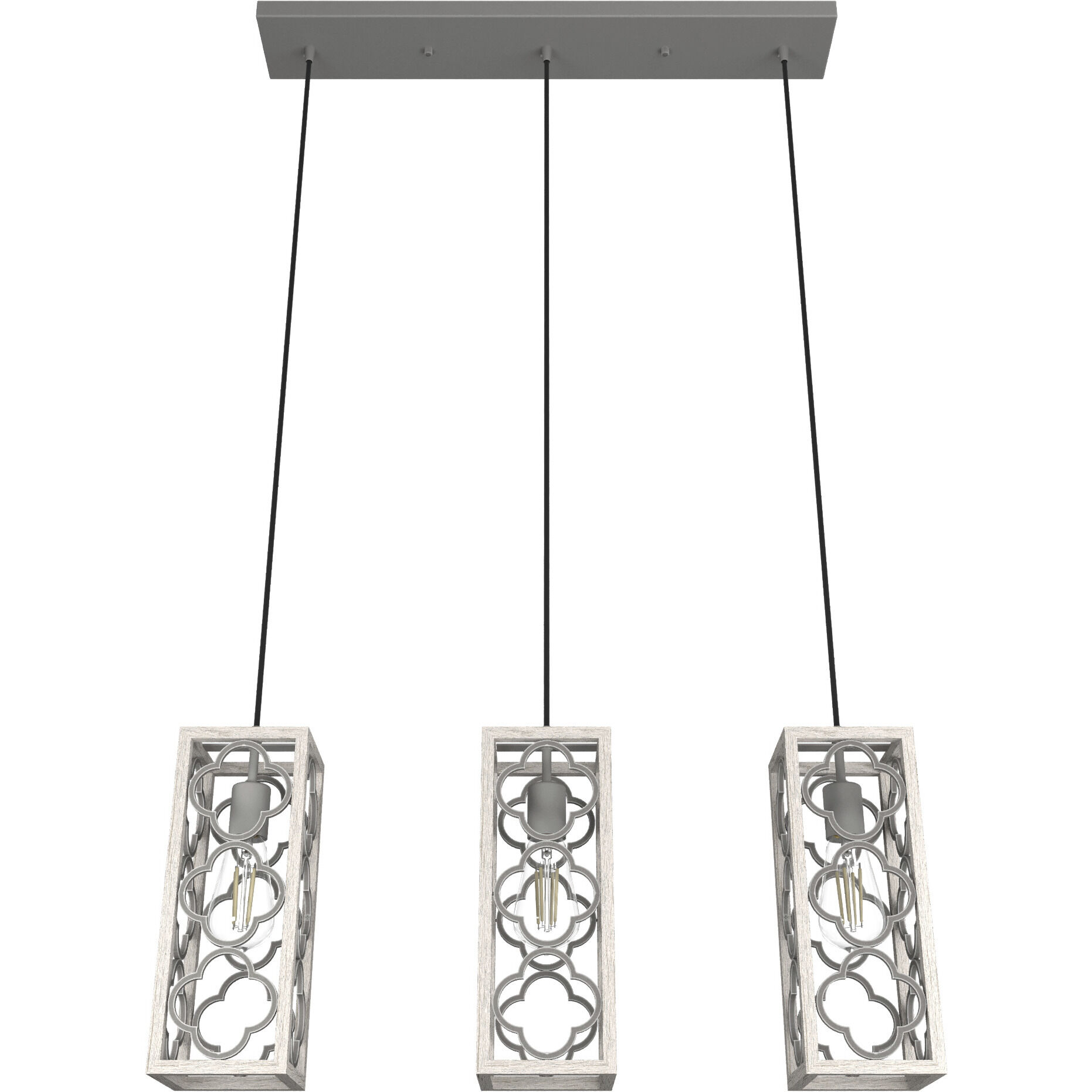 Gablecrest 3 Light 5 inch Distressed White Linear Cluster Pendant Ceiling Light