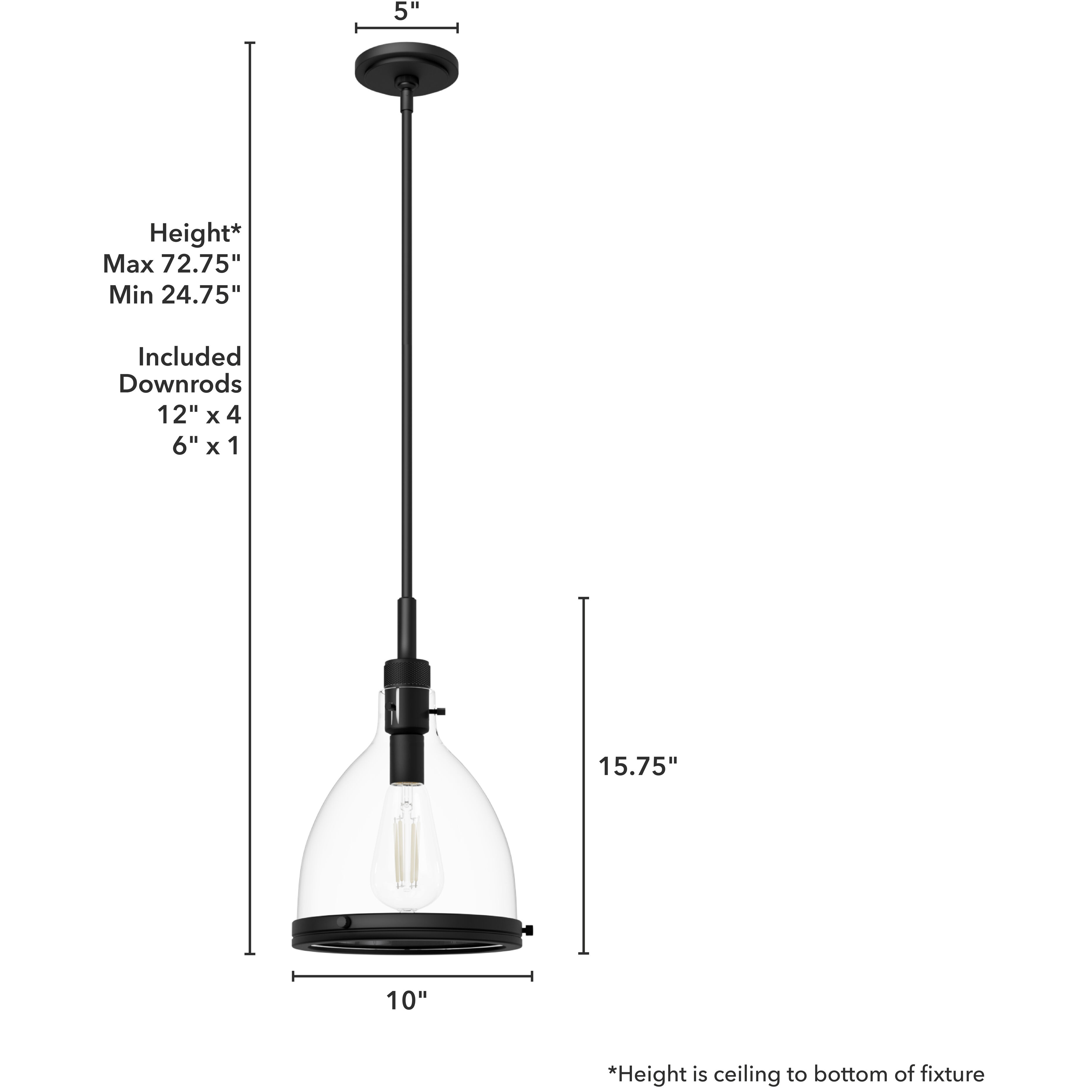 Van Nuys 1 Light 10 inch Matte Black Pendant Ceiling Light, Small