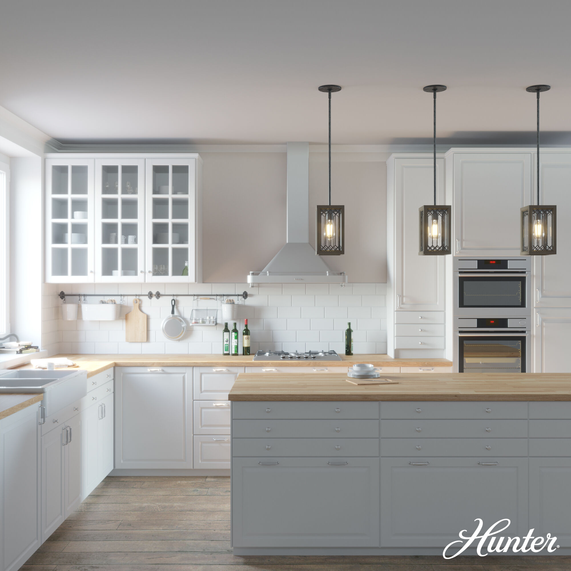 Chevron 1 Light 6 inch Rustic Iron and French Oak Mini Pendant Ceiling Light