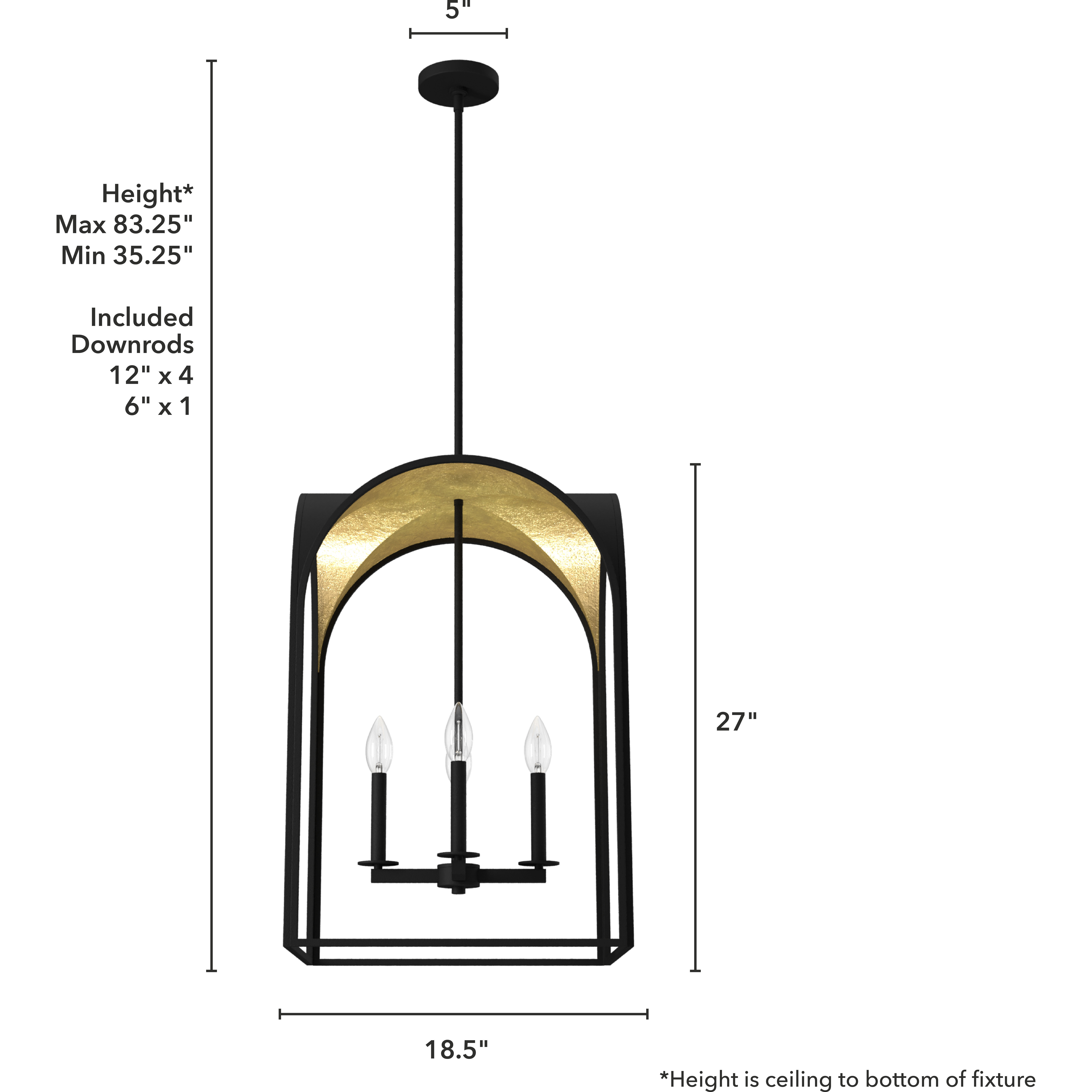 Dukestown 4 Light 19 inch Natural Iron Pendant Ceiling Light