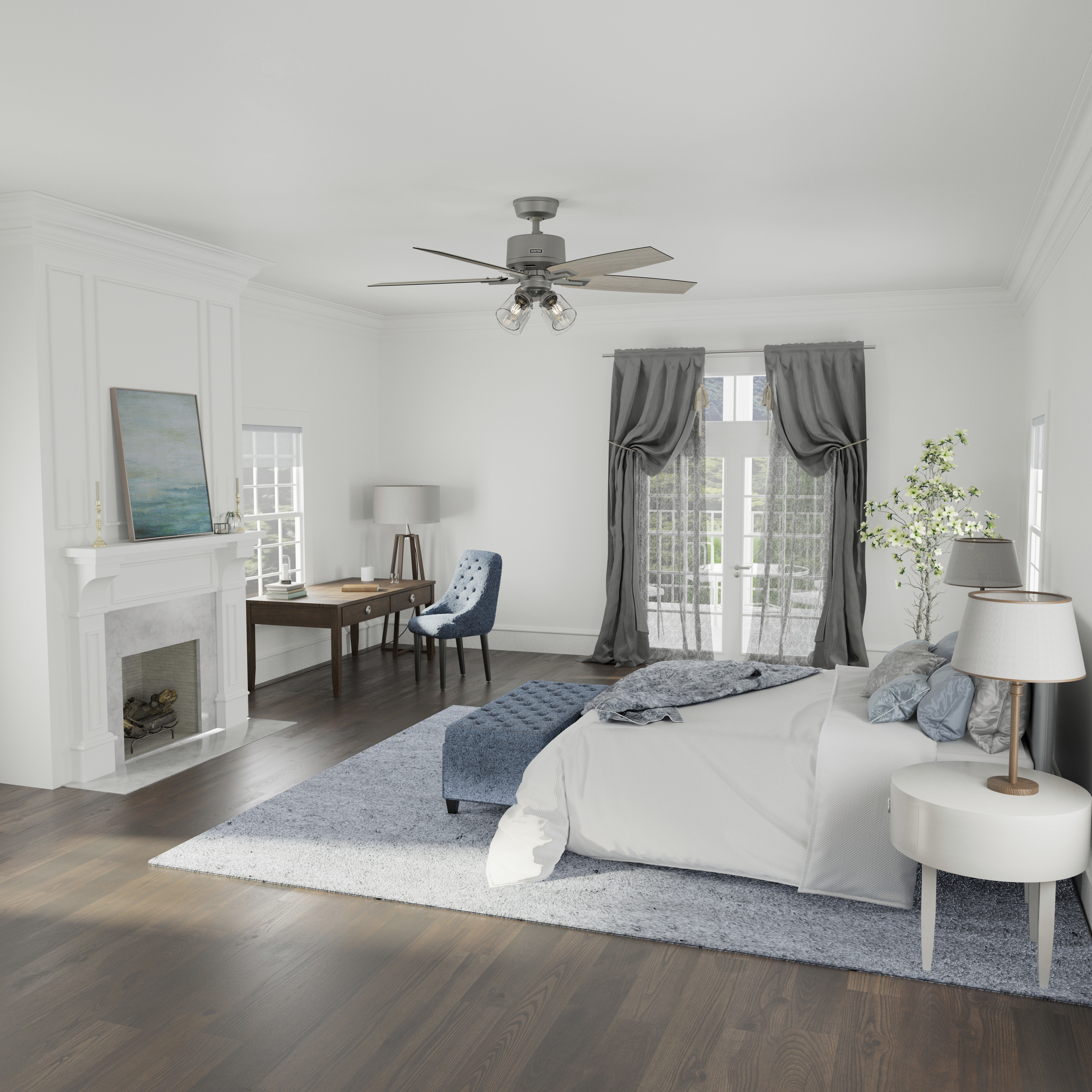 Gatlinburg 52 inch Matte Silver with Light Gray Oak Blades Ceiling Fan