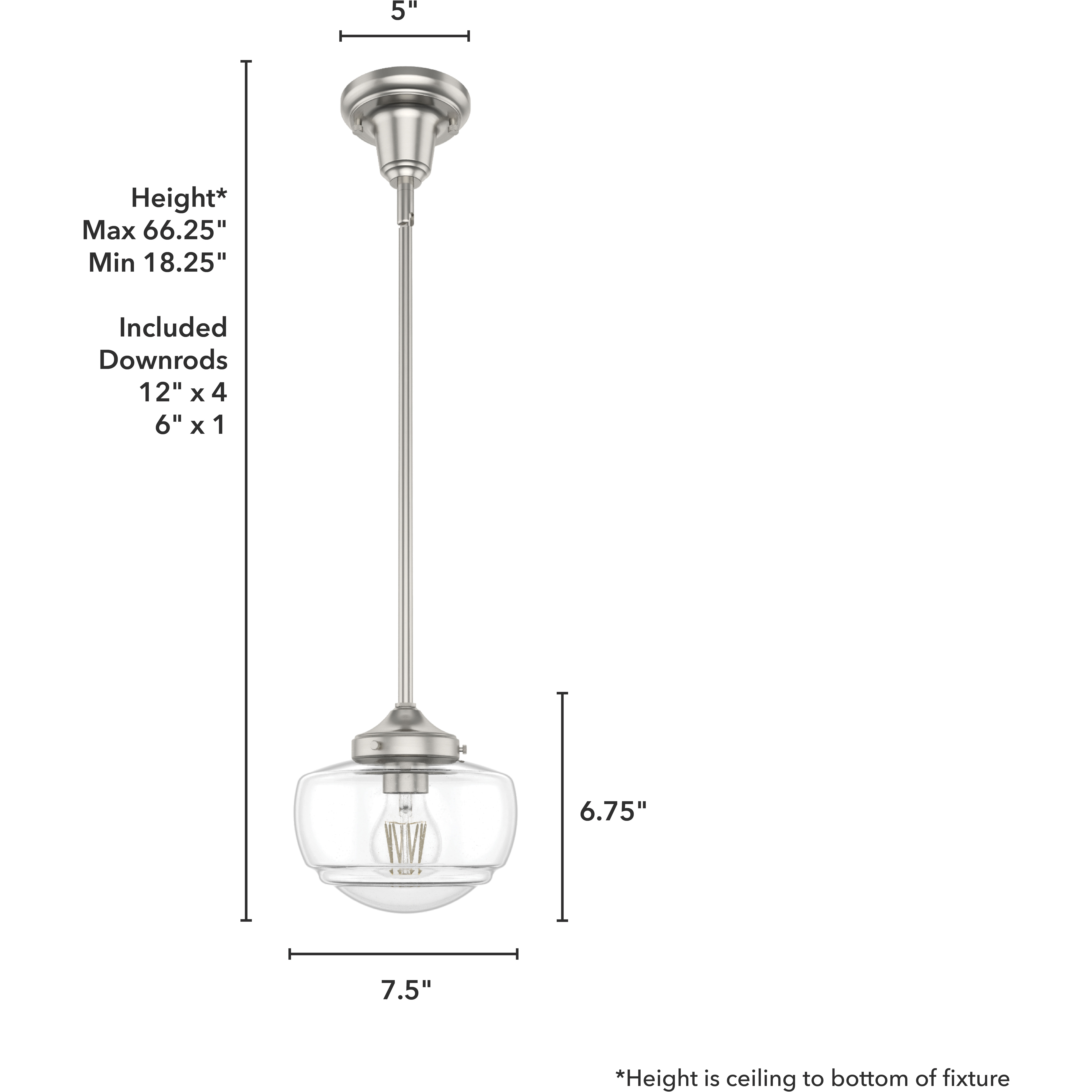 Saddle Creek 1 Light 7.5 inch Brushed Nickel Mini Pendant Ceiling Light