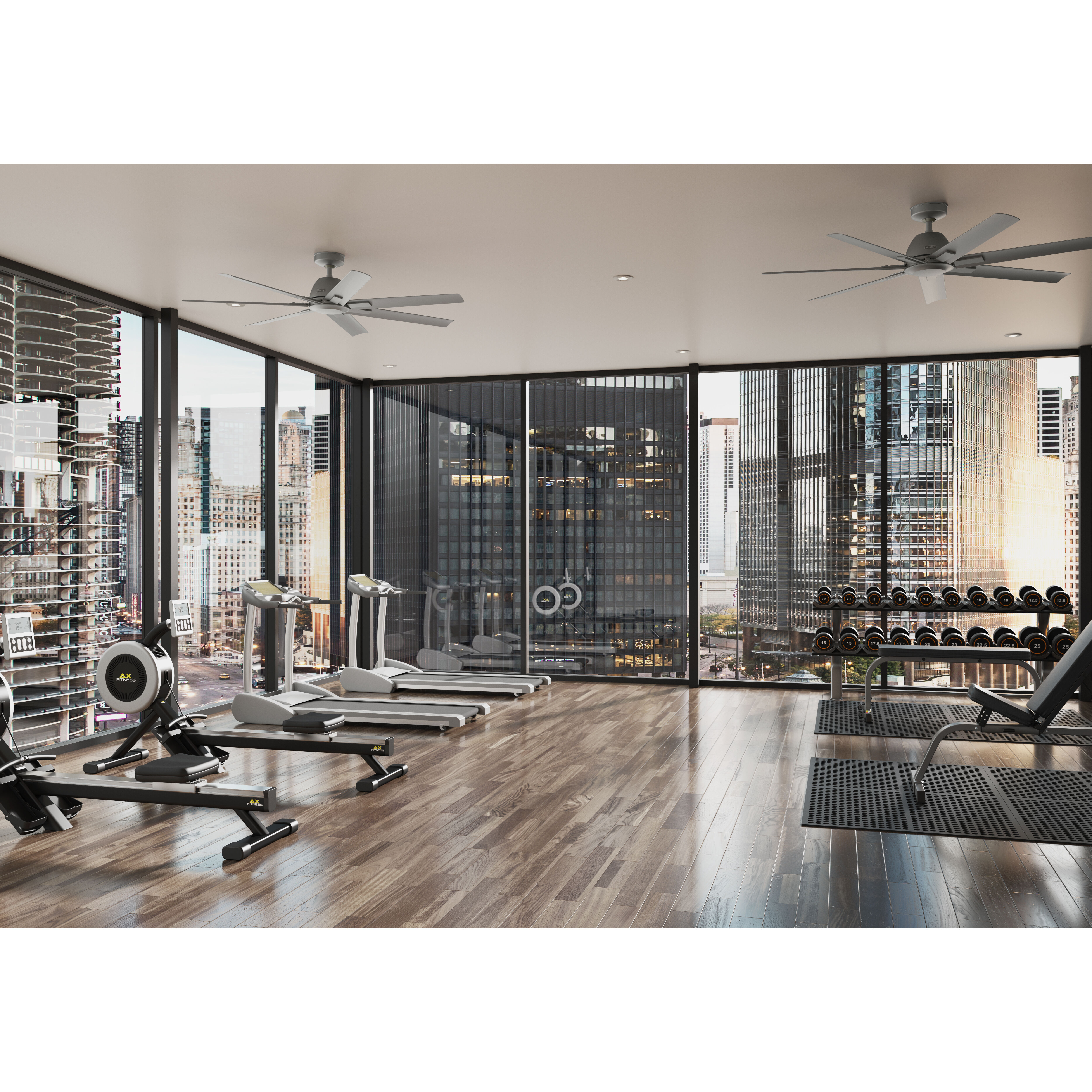 Downtown 60 inch Matte Silver Outdoor Ceiling Fan