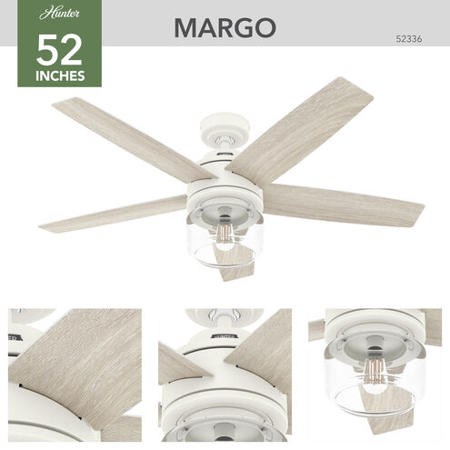 Margo 52 inch Textured White with Light Oak/Fresh White Blades Ceiling Fan