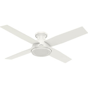 Dempsey 52 inch Fresh White with Blonde Oak/Fresh White Blades Ceiling Fan, Low Profile 